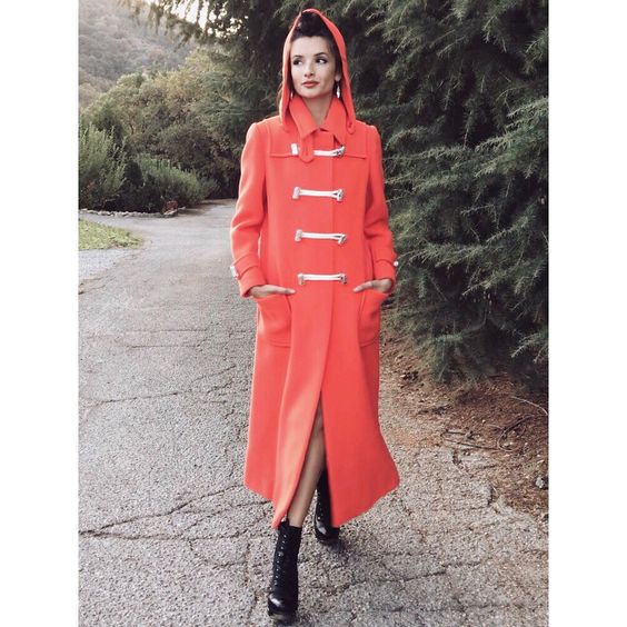 Alice Greczyn Wears Red Coat 