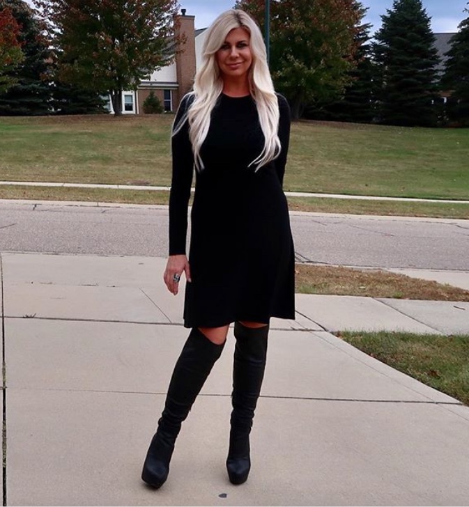 Shannon Lazovski Wearing Black Over-The-Knee Boots